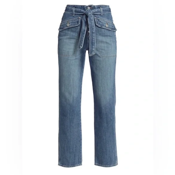 Veronica Beard Rinley Straight-Leg Belted Cropped Jeans | 31 NWT - Picture 2 of 13